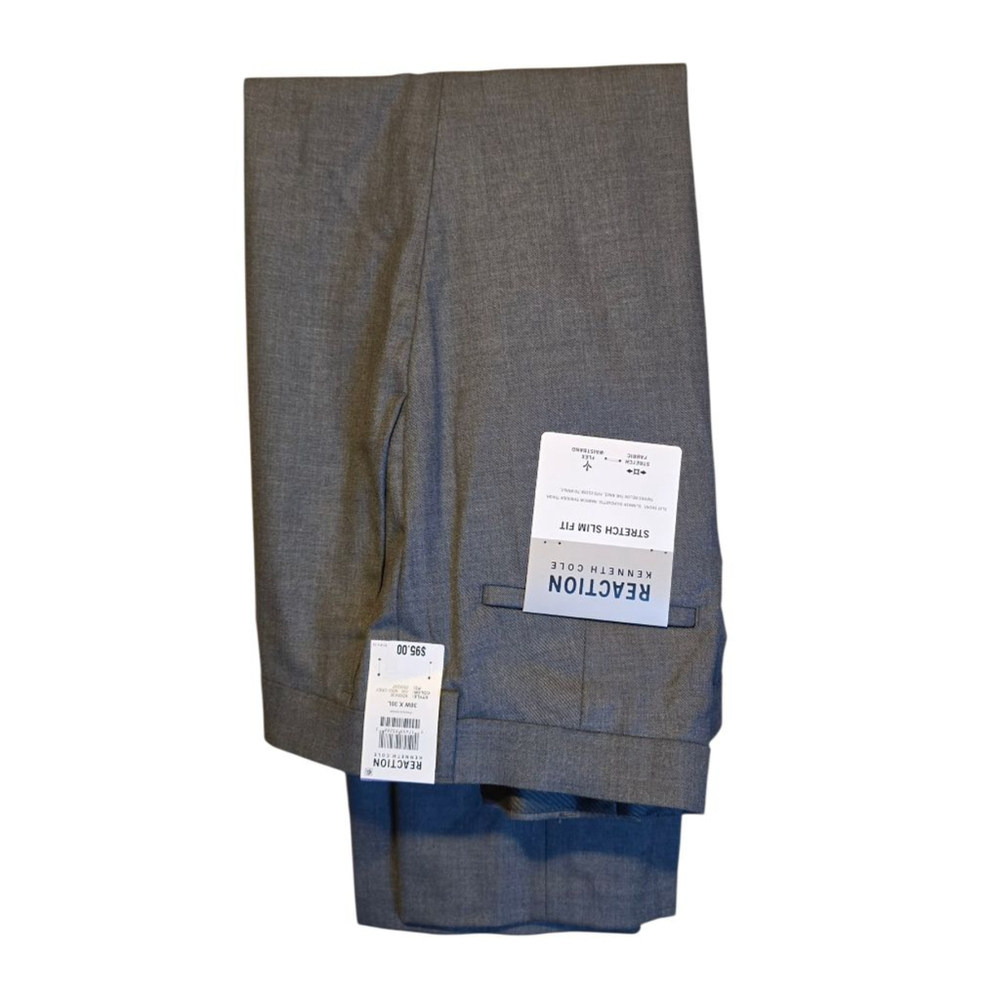 NWT‎ Men's REACTION KENNETH COLE Grey Stretch Slim Fit Dress Pants Waist 38